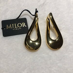 Oro Nuovo 1-3/4" Bold Elongated Twist Hoop earrings - 14K gold
